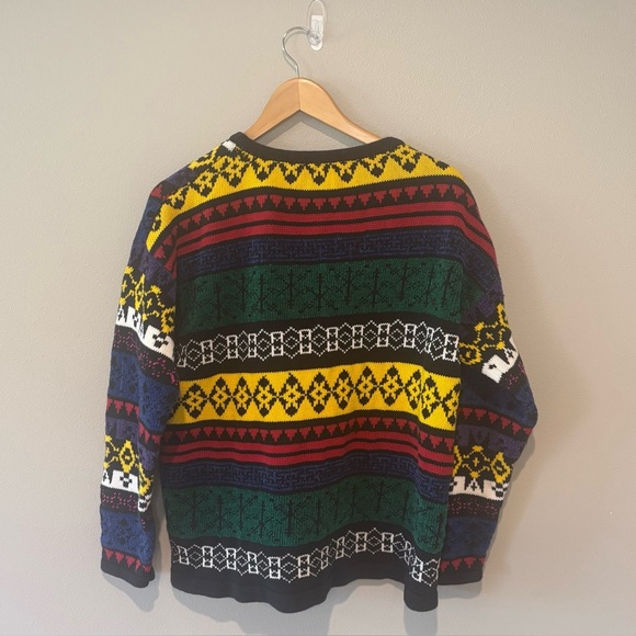VINTAGE ESPRIT Color-block Bright Pattern Oversized Sweater 80s 90s Large - Picture 2 of 10